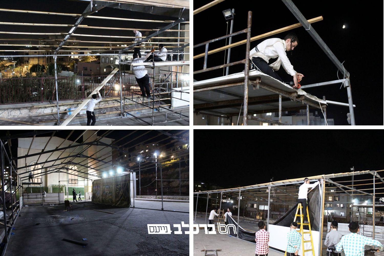 ברכפלד • אנ"ש בונים את הסוכה הגדולה בעיר להילולא