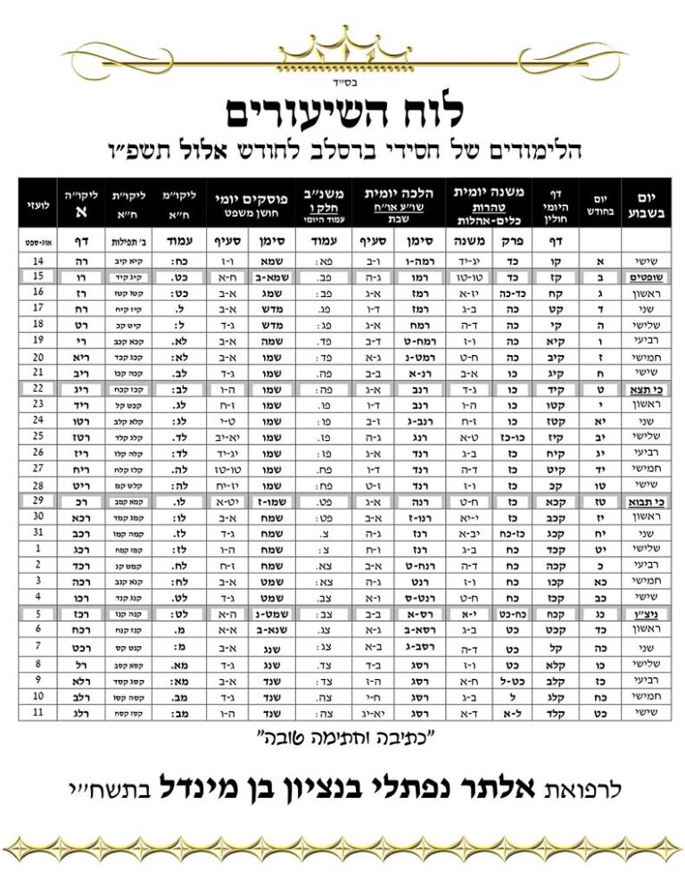 לוח לימודים לחסידי ברסלב חודש אלול תשפו • ברסלב נייעס page 0001 791×1024